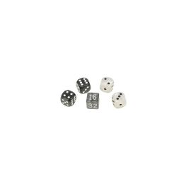 Würfel-Set für Backgammon, Kunststoff, schwarz und weiß, 16 mm, 4 Würfel, 1 Doppler