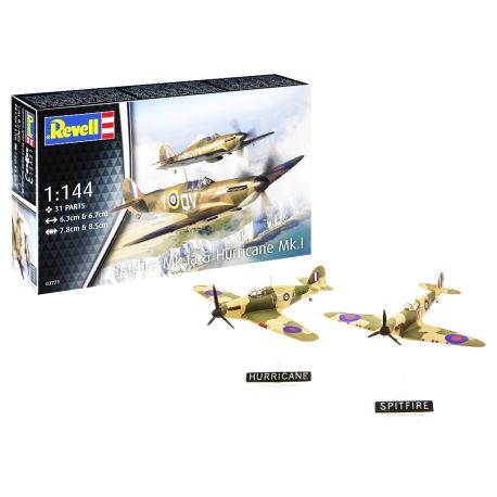 Model Set Spitfire Mk.Ia   Hurricane Mk.I, Revell Modellbausatz mit Basiszubehör