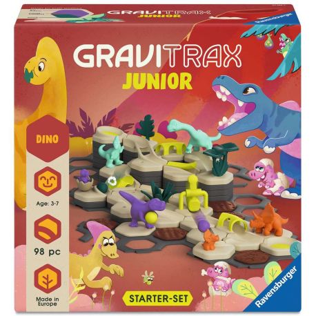 Ravensburger GraviTrax Junior Starter-Set L Dino24586 - Erweiterbare Kugelbahn für Kinder, Murmelbahn aus umweltfreund