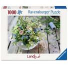 Ravensburger Puzzle 12001632 - Sommerlicher Wiesenstrauß mit Himmelblauem Südstern - 1000 Teile Landlust Puzzle für Ki