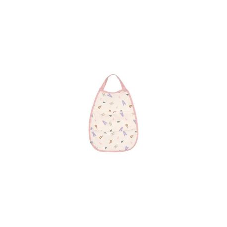 Medium Drop Bib with Pocket Happy Fruits peach
