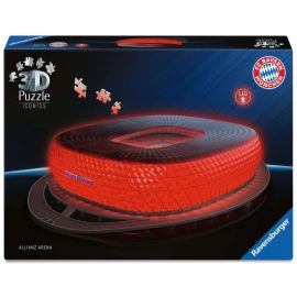 Ravensburger 3D Puzzle Iconics: 12008033 Allianz Arena - mit Licht - Das berühmte Stadion des FC Bayern München als be