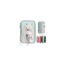 Miss Melody 3 Fach Federtasche mit Pferdekopf Applikation