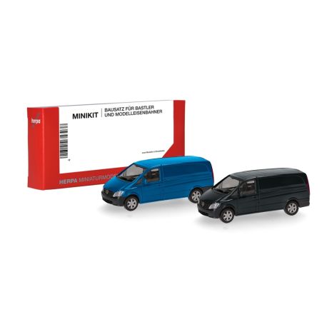 herpa - MiniKit Mercedes-Benz Vito Kasten (W639 facelift / 2010), enzianblau und schwarz (2 Stück)