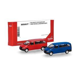 herpa - MiniKit Mercedes-Benz Vito Bus (W639 / 2003), rot und ultramarinblau (2 Stück)
