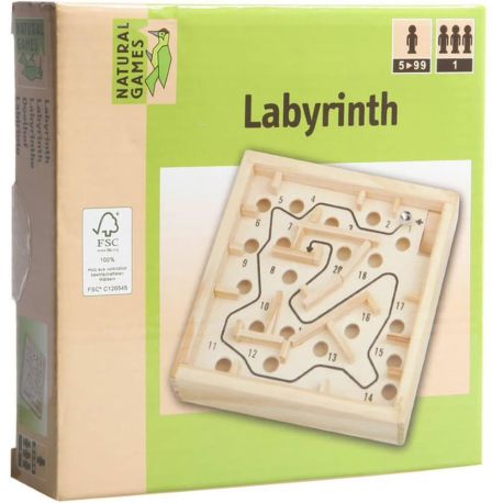 Natural Games Holz Labyrinth 12 x 12 cm