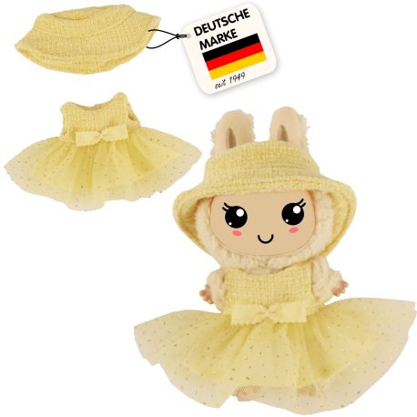 Monster Styles, Bouclé Kleid mit Fischerhut, gelb, Größe 15 cm