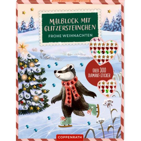 Malblock mit Glitzersteinchen – Frohe Weihnachten! - Über 300 Diamant-Sticker