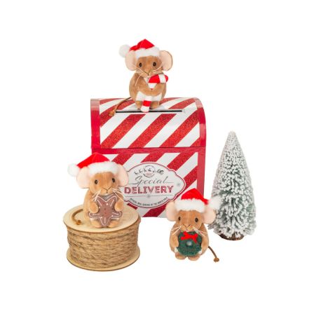 Teddy Hermann Weihnachtsmaus mit Kranz, 11 cm