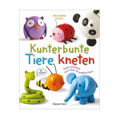Kunterbunte Tiere kneten. Ganz einfach aus drei Grundformen. Ab 4 Jahren