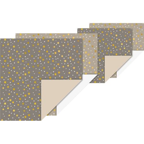 Faltblätter-Set „Sterne 20×20 cm | 80 g m , stone greyOrigami Paper Set Stars 20×20 cm | 80 gsm, stone greySet de pap