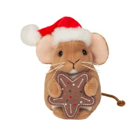 Teddy Hermann Weihnachtsmaus mit Keks, 11 cm
