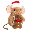 Weihnachtsmaus mit Lebkuchenmann 11 cm