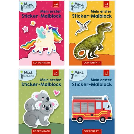 Meine ersten Stickerbilder - Einhörner/Dinosaurier/Tiere/Fahrzeuge, sortiert
