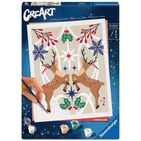 Ravensburger CreArt - Malen nach Zahlen 25895 - Weihnachtlicher Hirsch - ab 12 Jahren