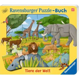 Ravensburger Puzzle-Buch: Tiere der Welt - Kinderbuch ab 3 Jahren, Puzzle mit 12 Teilen, Spielbuch, Wimmelbuch, Pappbi