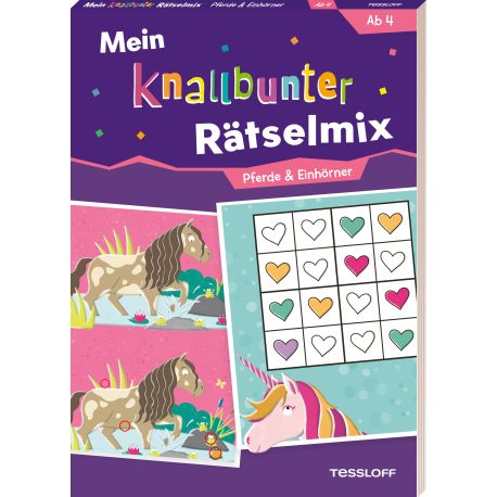 Mein knallbunter Rätselmix. Pferde   Einhörner