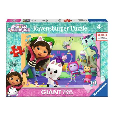 Ravensburger Kinderpuzzle 03180 - Gabbys Tanzparty - Bodenpuzzle mit 60 großen Puzzleteilen, für kleine Gabby-Fans ab