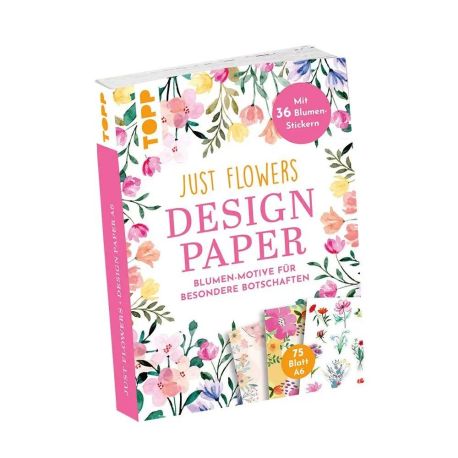 Design Paper Just Flowers A6 mit Blumen-Stickern