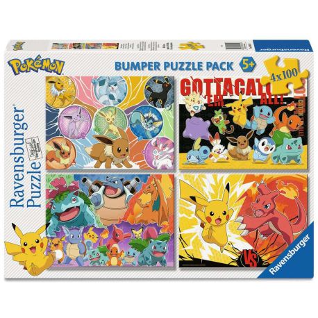 Ravensburger Kinderpuzzle 05651 - Pokémon-Kumpels – 4x 100 Teile Puzzle in einer Box, für Puzzle-Freunde und Pokémon-F