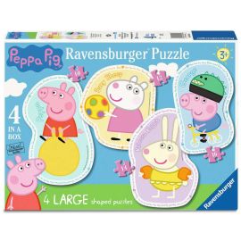 Ravensburger Kinderpuzzle 06956 - Zeit für Spiel und Spaß - 4 konturgeformte Puzzles mit 10, 12, 14 und 16 großen, sta