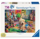 Ravensburger Puzzle 16801 - Tierische Künstler - 750 Teile Large Pieces, Puzzlespaß mit größeren Puzzleteilen für die