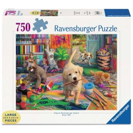 Ravensburger Puzzle 16801 - Tierische Künstler - 750 Teile Large Pieces, Puzzlespaß mit größeren Puzzleteilen für die