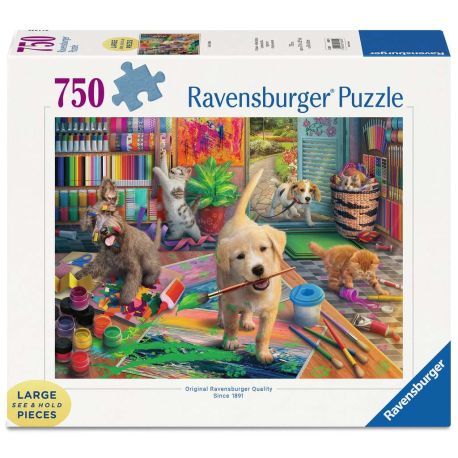 Ravensburger Puzzle 16801 - Tierische Künstler - 750 Teile Large Pieces, Puzzlespaß mit größeren Puzzleteilen für die
