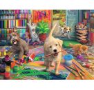 Ravensburger Puzzle 16801 - Tierische Künstler - 750 Teile Large Pieces, Puzzlespaß mit größeren Puzzleteilen für die
