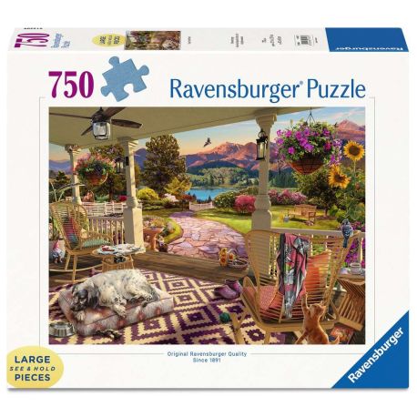 Ravensburger Puzzle 17457 - Entspannung auf der Veranda - 750 Teile Large Pieces, Puzzlespaß mit größeren Puzzleteilen