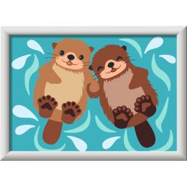 Ravensburger CreArt 12023125 - Verliebte Otter - Malen nach Zahlen für Kinder ab 7 Jahren