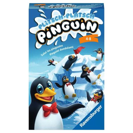 Ravensburger 23461 - Plitsch Platsch Pinguin, Mitbringspiel für 1-4 Spieler, Kinderspiel ab 4 Jahren, kompaktes Format