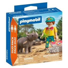 PLAYMOBIL 72025 DuoPack Tierpfleger mit Nashorn