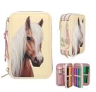 Miss Melody 3 Fach Federtasche mit Pferdekopf Applikation