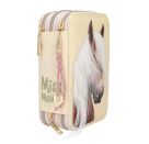 Miss Melody 3 Fach Federtasche mit Pferdekopf Applikation