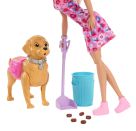 Barbie Malibu Hundespaziergang Spielset, enthält Puppe, Hund zum Spazierengehen und Häufchenmachen   Zubehör