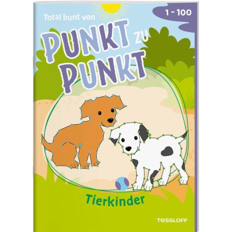 Total bunt von Punkt zu Punkt. Tierkinder. Von 1 bis 100