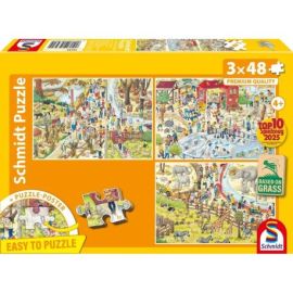 Schmidt Spiele Kinderpuzzle 3x48Teile Spaß im Zoo