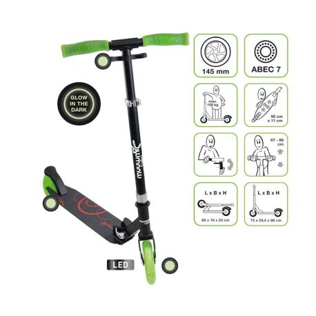 muuwmi Lights Aluminium Scooter GLOW 145 mm, mit Leuchtrollen und Glow-Effekt