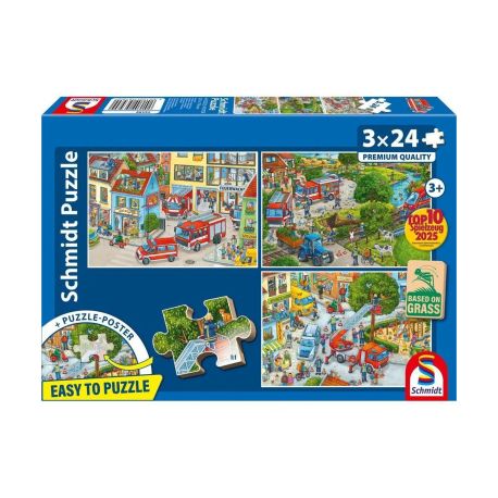 Schmidt Spiele Kinderpuzzle 3x24Teile Feuerwehr