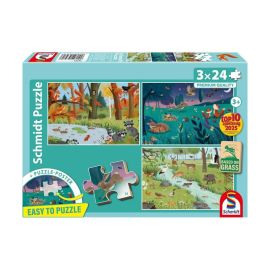 Schmidt Spiele Kinderpuzzle 3x24Teile Wald   Wiesentiere
