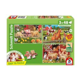 Schmidt Spiele Kinderpuzzle 3x48Teile Tiere auf dem Bauernhof