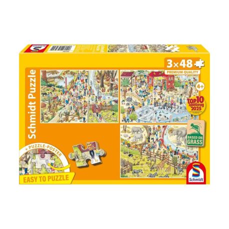 Schmidt Spiele Kinderpuzzle 3x48Teile Spaß im Zoo