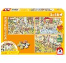 Schmidt Spiele Kinderpuzzle 3x48Teile Spaß im Zoo