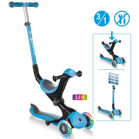 GLOBBER GO-UP DELUXE LIGHTS hellblau, mit Leuchtrollen