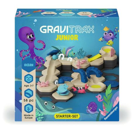 Ravensburger GraviTrax Junior Starter-Set S Ocean - Erweiterbare Kugelbahn für Kinder, Murmelbahn aus umweltfreundlich