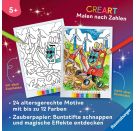 Ravensburger CreArt Malen nach Zahlen ab 5: Dinos auf der Baustelle, Malbuch, 24 Motive, Zauberpapier