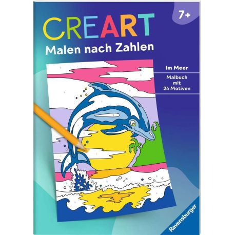 Ravensburger CreArt Malen nach Zahlen ab 7: Im Meer, Malbuch, 24 Motive