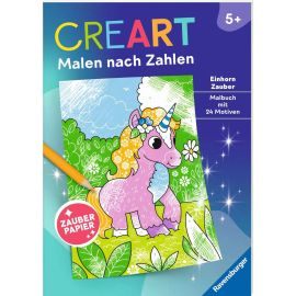 Ravensburger CreArt Malen nach Zahlen ab 5: Einhorn Zauber, Malbuch, 24 Motive, Zauberpapier
