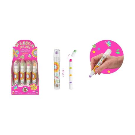 GF-6 Radierstift Zieh-   Steck Stylische Zieh- und Steck-Radierstifte mit silbernem Glitzerkonfetti und buntem Happy-F